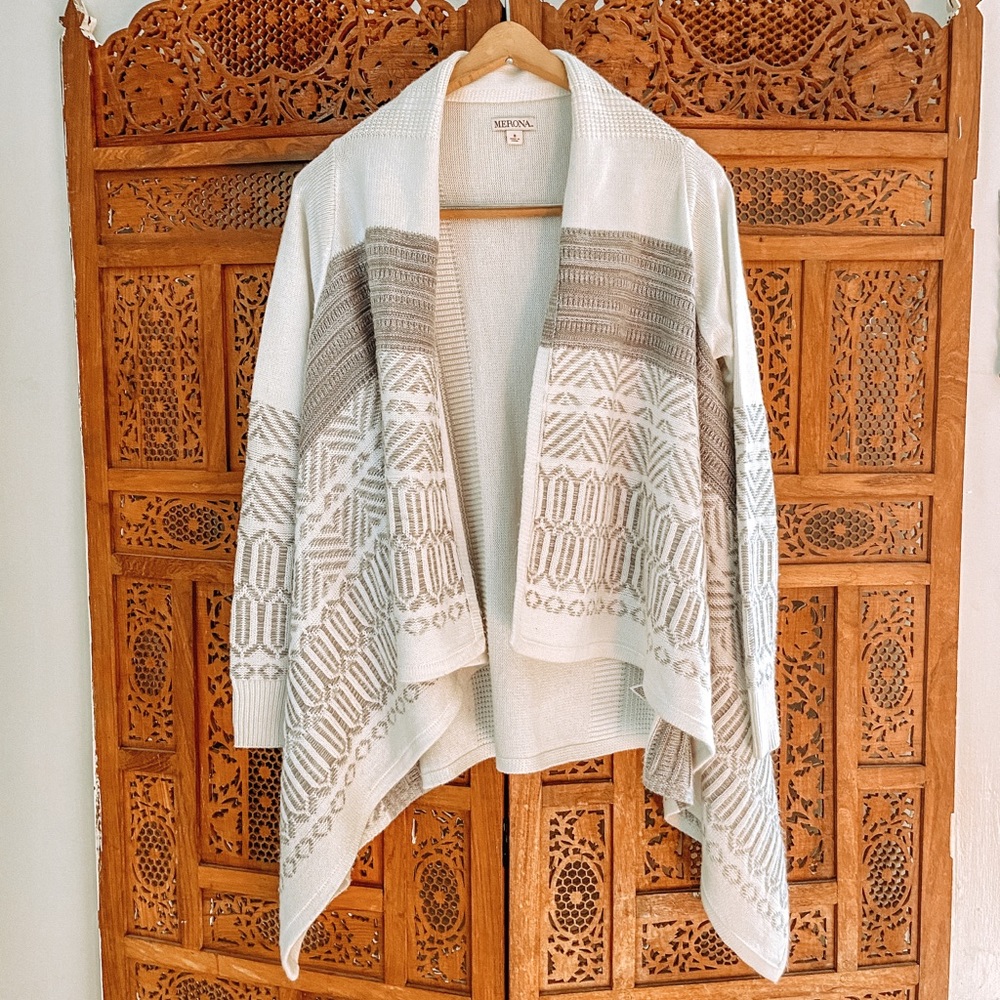 Merona White and Grey Cardigan Sweater